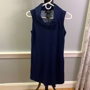 Blue and Black Sheath Dress with Cowl Neck - Small
